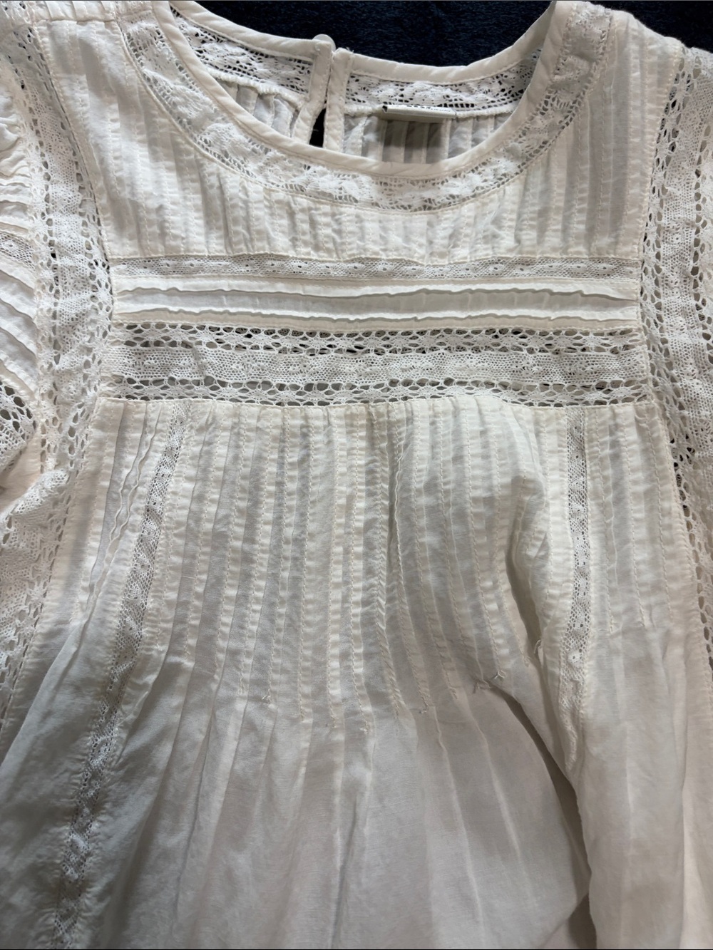 Sunday Best White Lace Pintuck Blouse